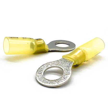 Boltsandnuts.Com Ring Terminal, #10 Stud Size, 10 AWG, 600 V, Heat Shrink Insulated, Yellow, 200 PK EL-1210-RING10-HSY-200